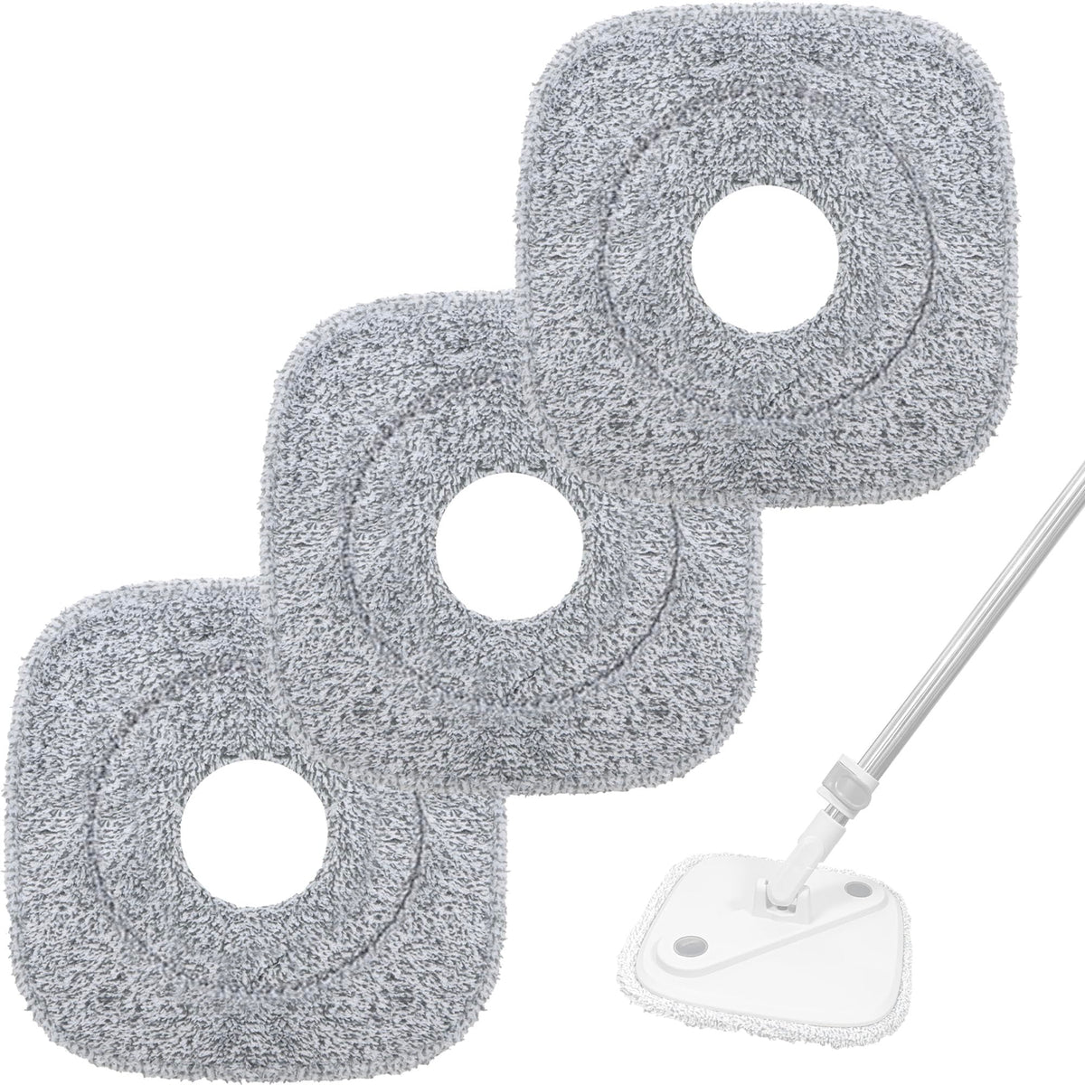 Square Microfiber Spin Mop Replacement Pads, 9 x 9 in, 3-Pack