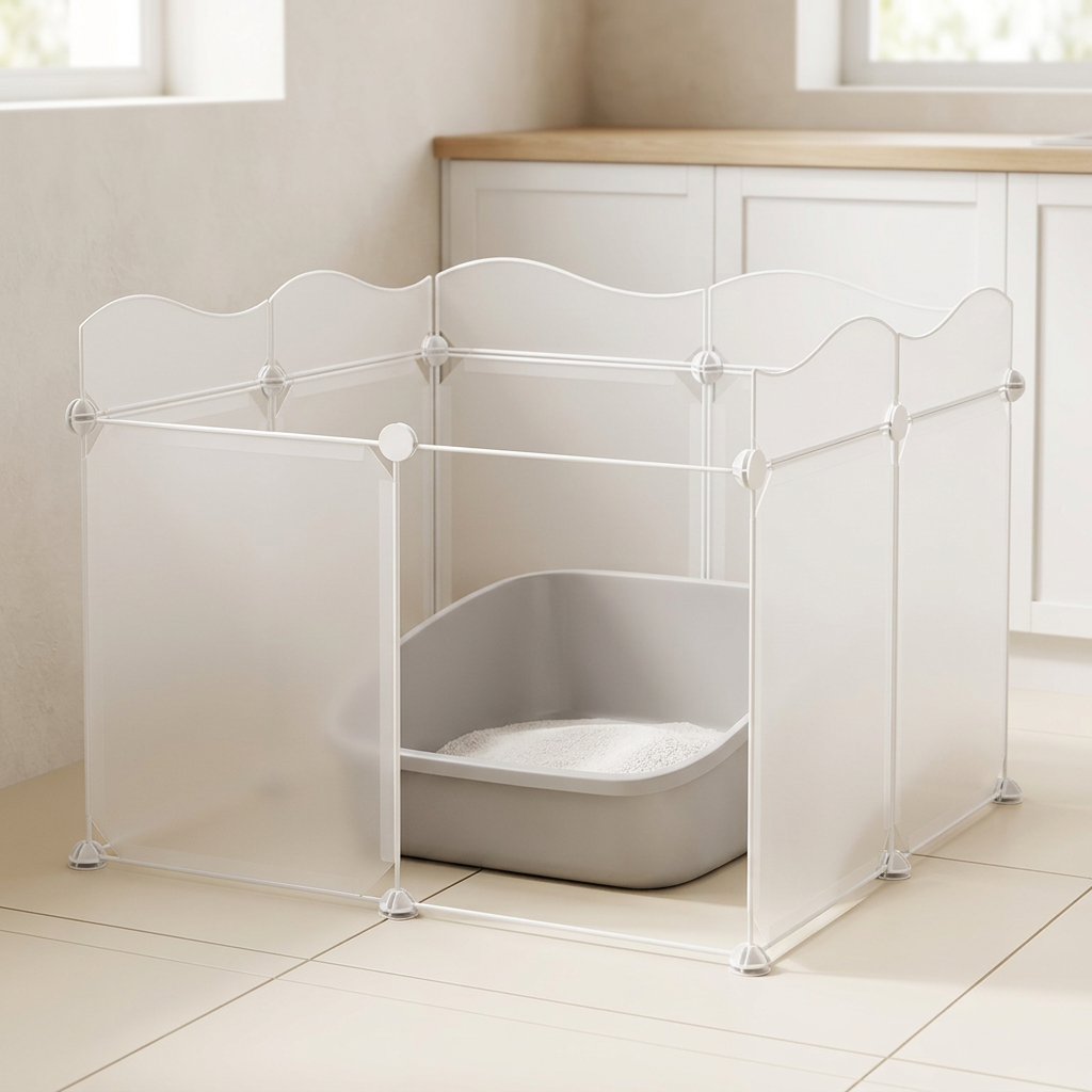Oversized Wave Litter Box Splash Guard, Waterproof, White