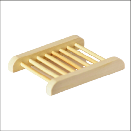 Natural Bamboo Soap Dish, Slatted, 4.5 x 3.5 in