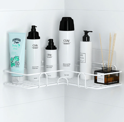 No-Drill Aluminum Corner Shower Shelf, Triangle or Long Rack