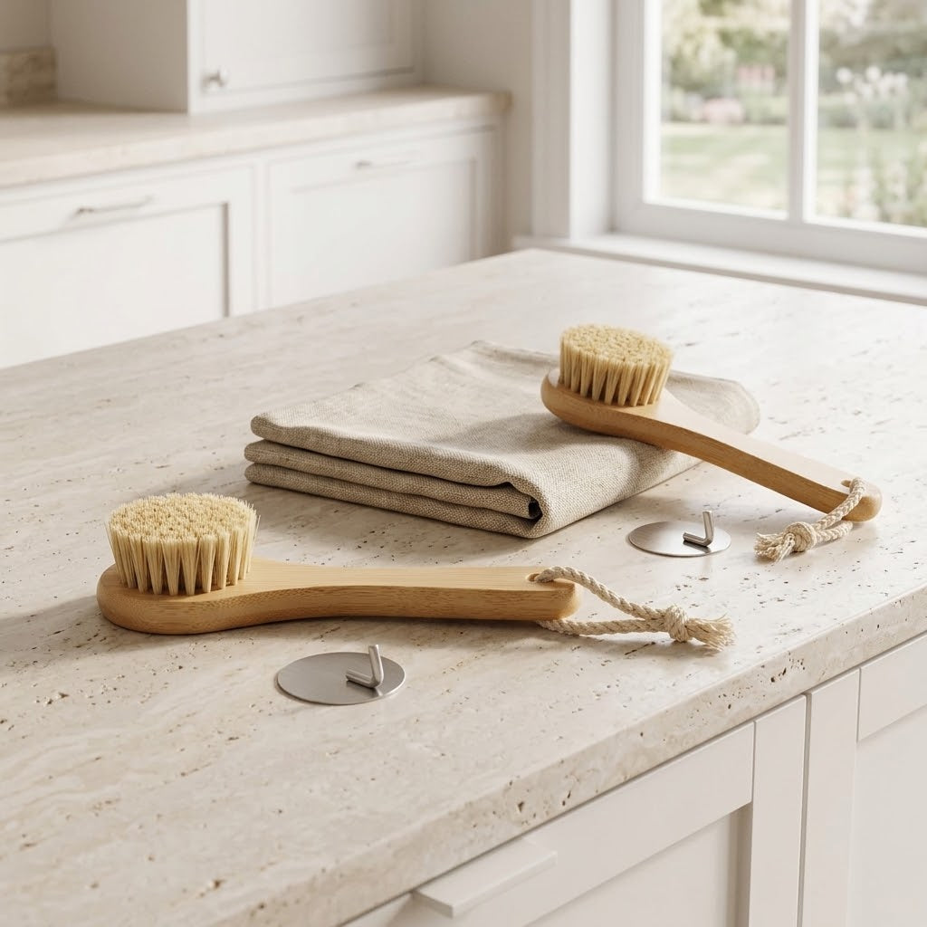 Soft Boar Bristle Laundry Stain Brushes with Metal Hooks, 2-Pack