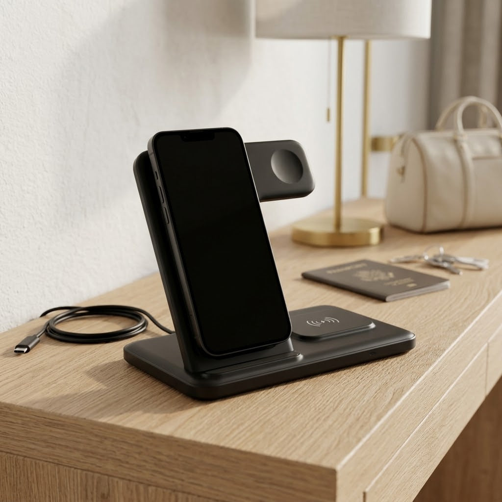 Vertical 3-in-1 Wireless Charging Stand, Black or White