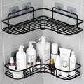 No-Drill Iron Corner Shower Caddy, Triangle Shape, Black or White