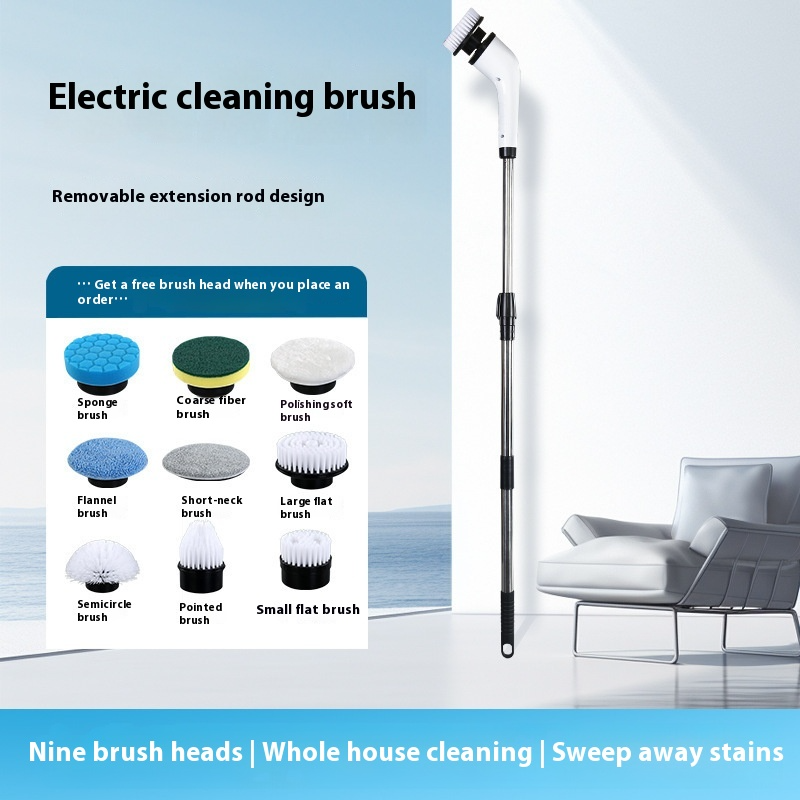 Electric Cleaning Brush with Interchangeable Heads for Grout