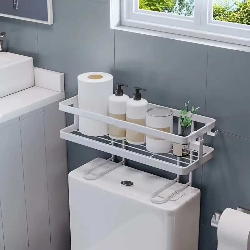 Over-the-Toilet Hanging Storage Shelf with Paper Holder, Single or Double