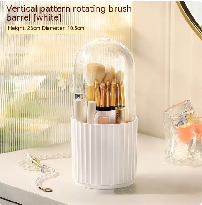 Makeup Brush Holder with Dustproof Lid, 23 cm Tall Storage Bucket