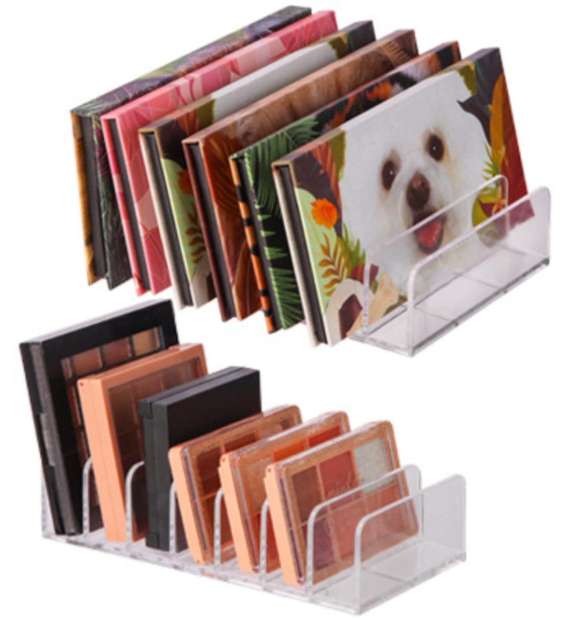 Clear Acrylic Eyeshadow Palette Organizer, 2 Pack, 14 Slots