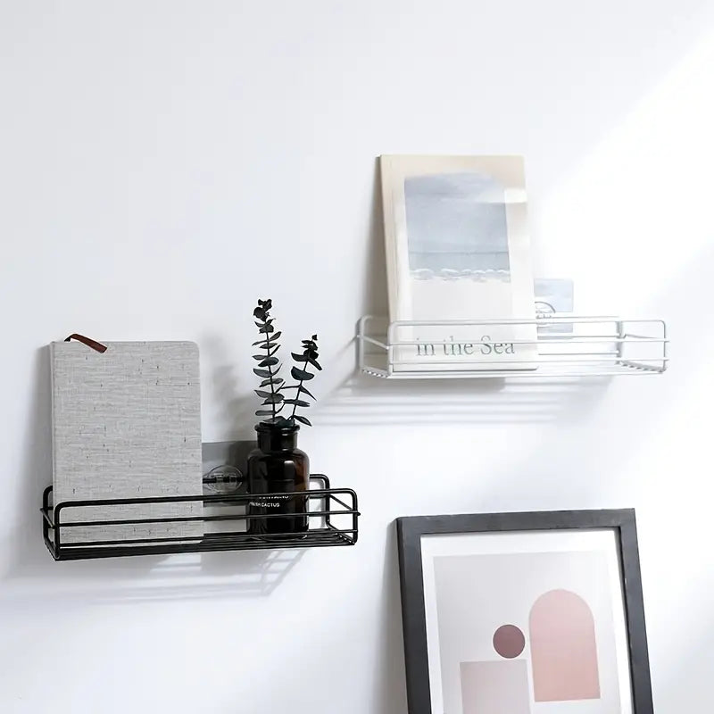 No-Drill Wrought Iron Wall Shelf for Bathroom or Kitchen