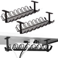 Steel Under-Desk Cable Trays, 14.4 in, Set of 2, Black