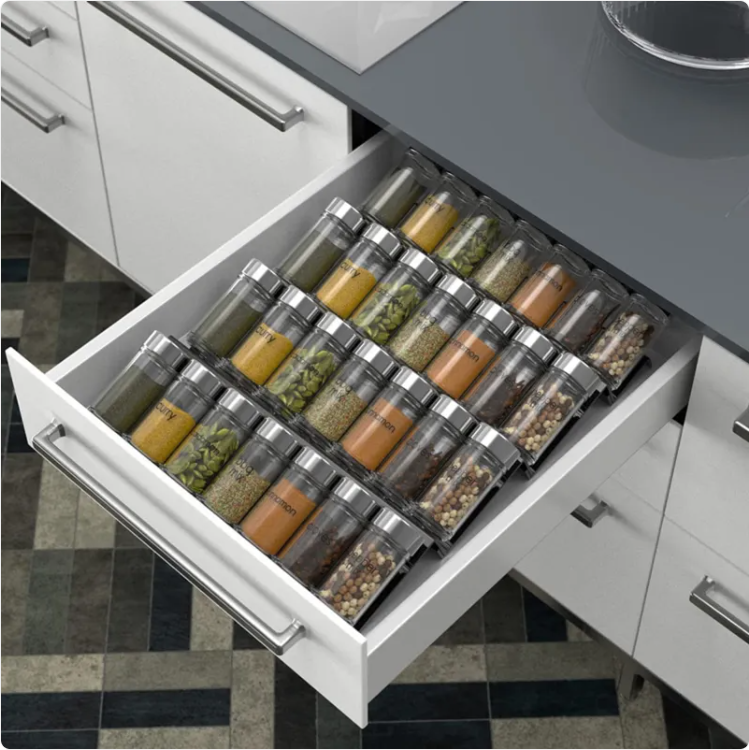 4-Layer Acrylic Spice Drawer Organizer, Clear or Black