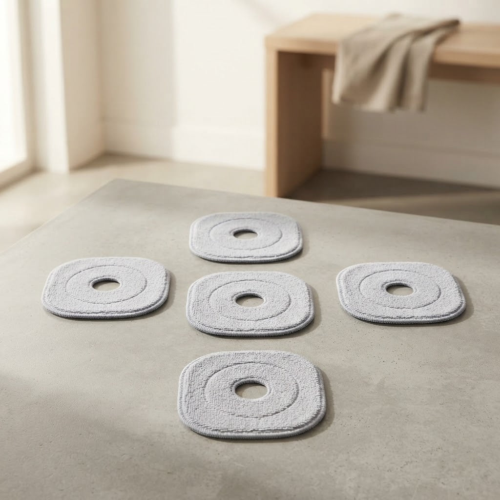 Square Sponge-Layer Spin Mop Pads, 9 x 9 in, 5-Pack