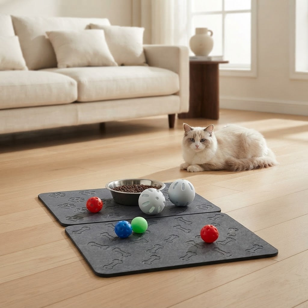 Diatomaceous Earth Stone Pet Feeding Mats, 12 x 16 in, Set of 2