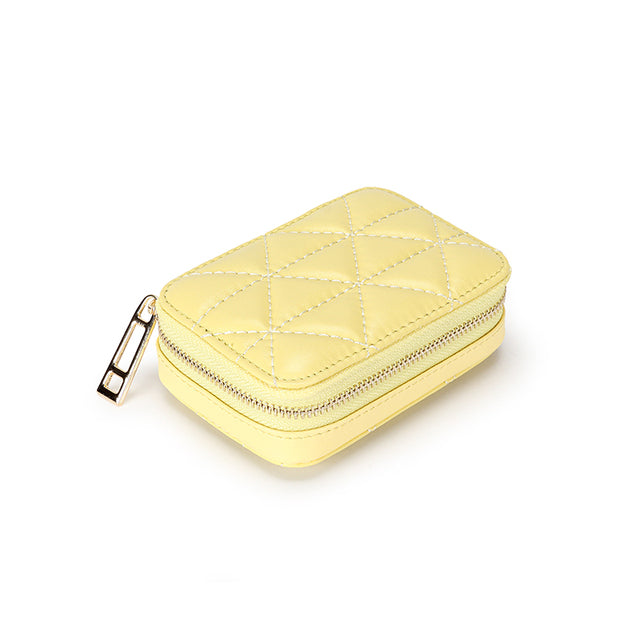 Square Leather Travel Makeup Case with Mirror, 5 Colors
