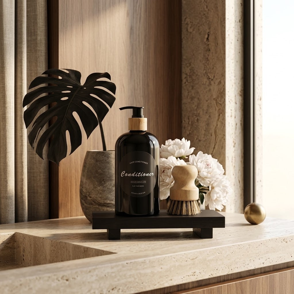 Black Wood Pedestal Riser for Soap Dispenser, 8.6 x 4 in