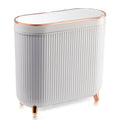 Narrow Bathroom Trash Can with Press-Top Lid, 3.2 Gallon, Milk White