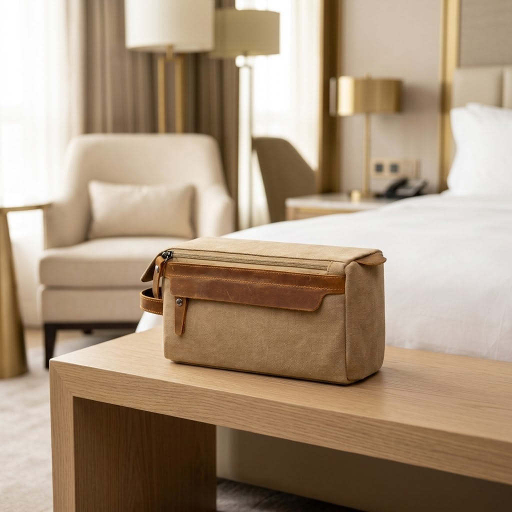 Large-Capacity Canvas Travel Wash Bag for Toiletries