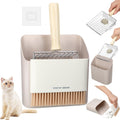 Cat Litter Scoop Kit with Wood Handle, Brush and Dustpan, Gray