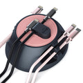 3-in-1 Magnetic Cord Holder with 4 Side Slots, Dark Grey and Pink