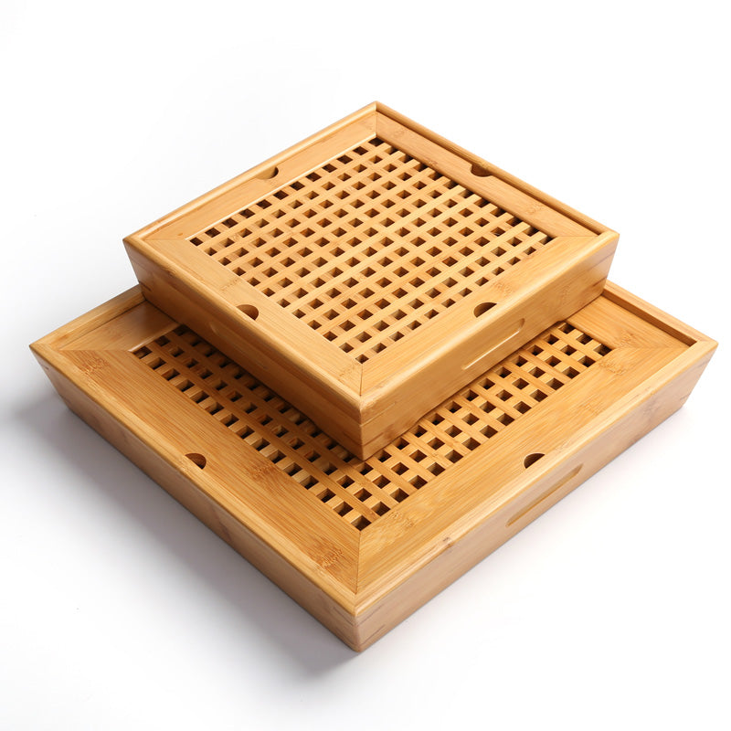 Square bamboo tea tray
