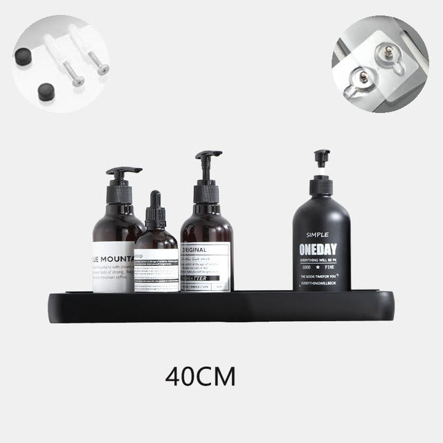 No-Drill Aluminum Bathroom Shelf and Towel Rack, 30, 40 or 50 cm