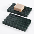Green Marble Soap Dish with Wavy Drain Design, 2 Pack