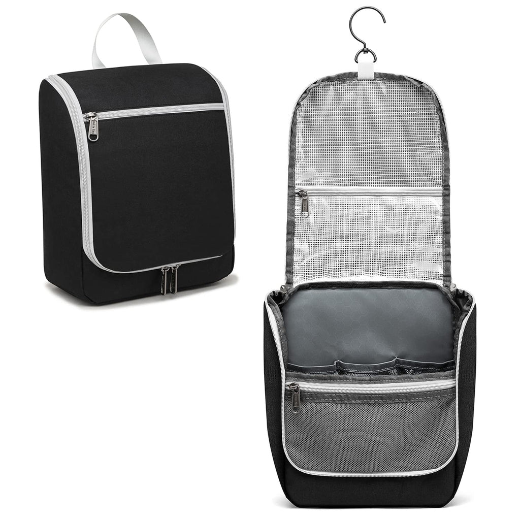 Nylon Hanging Toiletry Bag with Swivel Hook, Black