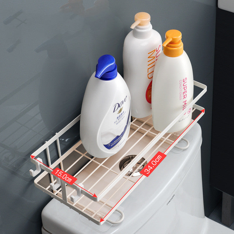 No-Drill Wall-Mounted Iron Toilet Storage Rack, 40 x 20 cm