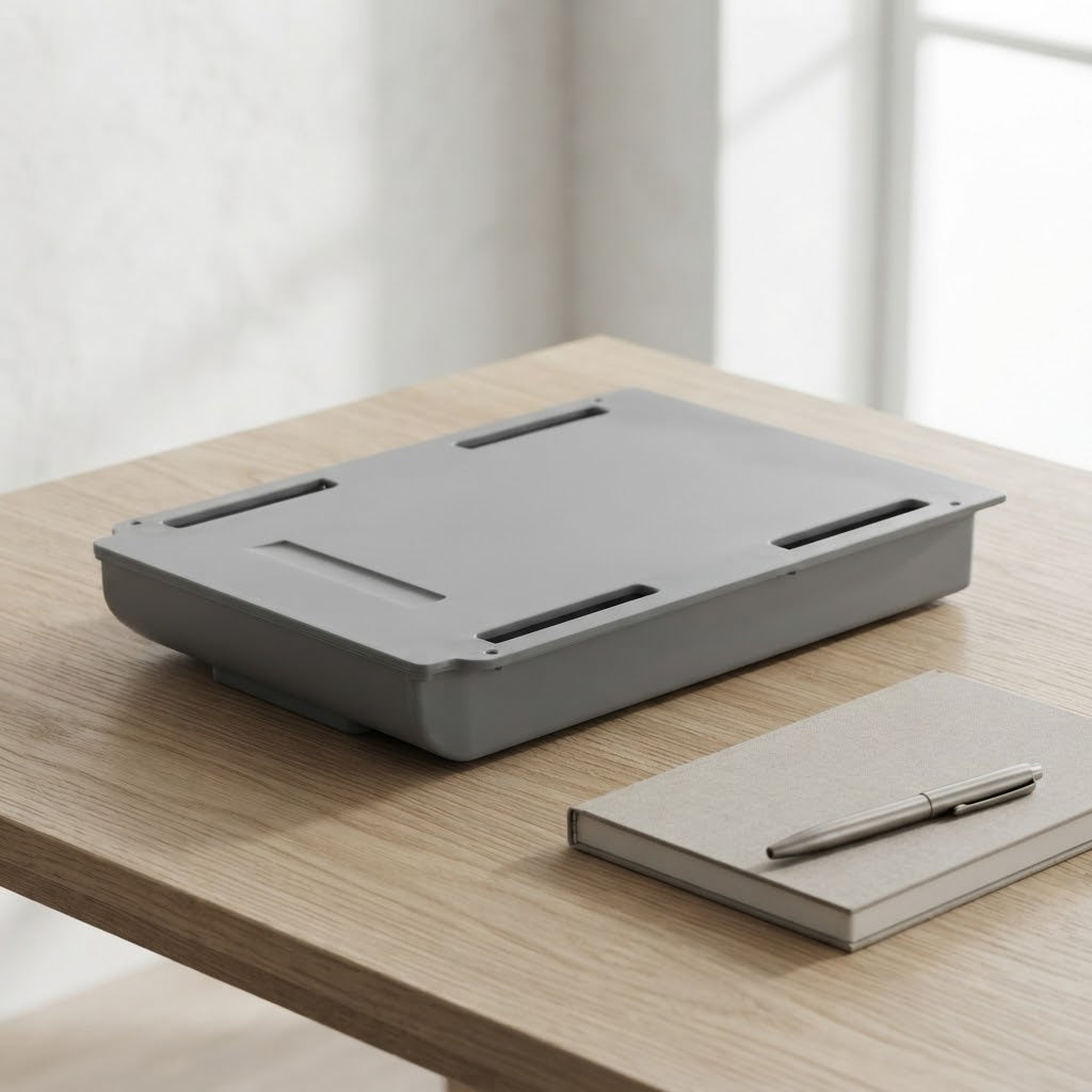 Adhesive Under-Desk Pull-Out Drawer, ABS, White or Grey