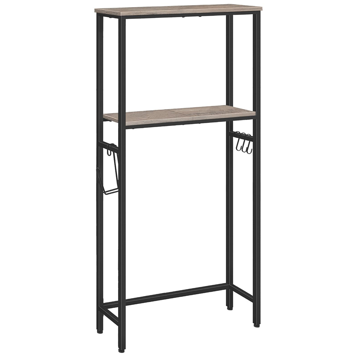2-Tier Over-the-Toilet Storage Shelf with Paper Holder and Hooks