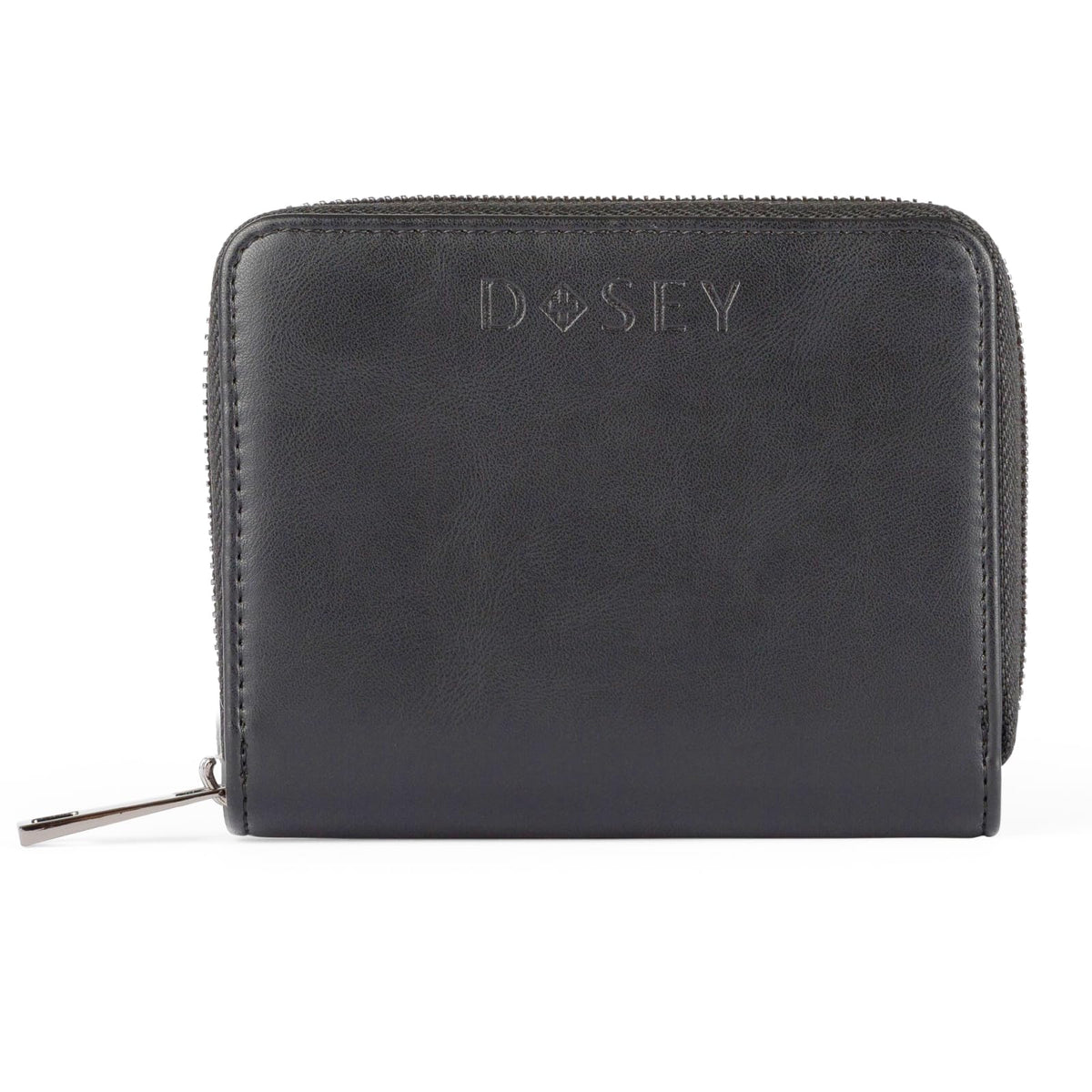 Vegan Leather Pill Wallet with 4 Reusable Zip Pill Pouches, Black