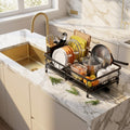 Expandable Dish Drying Rack with Bamboo Cutlery Holder