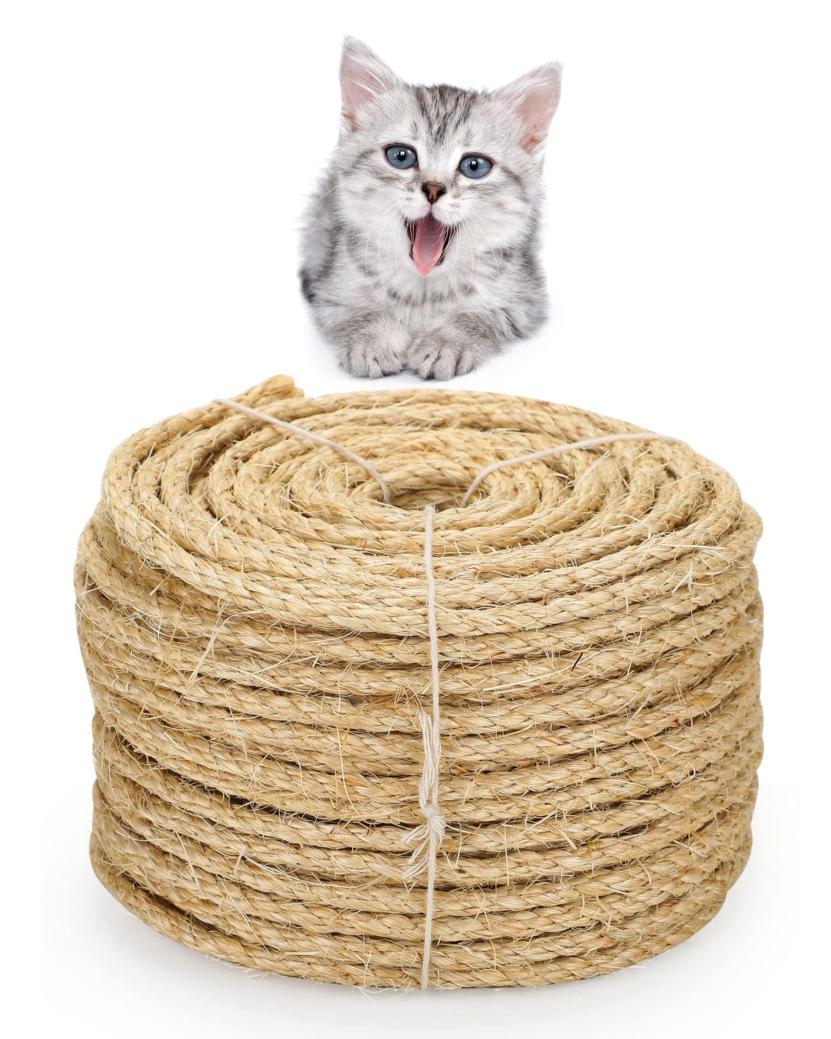 Natural Sisal Replacement Rope for Cat Scratchers, 1/4 in, 164 ft