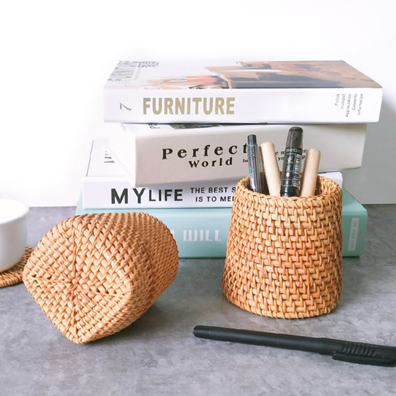 Handmade Rattan Storage Box for Cosmetics, Square, Tower or Cylinder