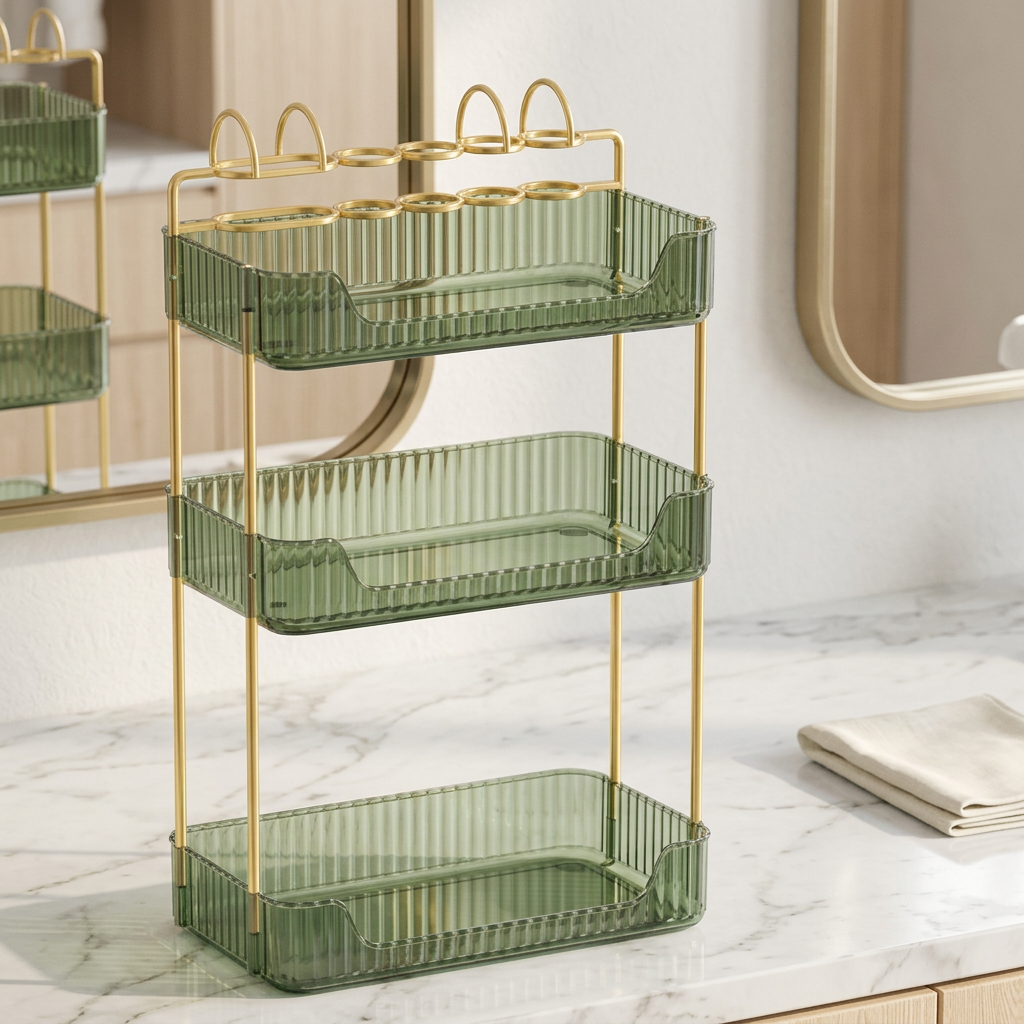 3-Tier Customizable Makeup and Jewelry Organizer, Pale Green