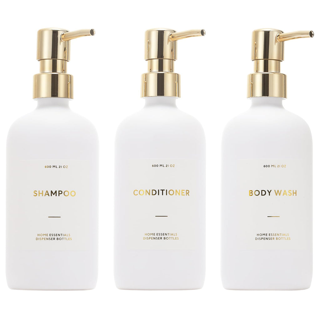 Refillable Shampoo and Conditioner Pump Bottles, 21 oz, 3 Pack