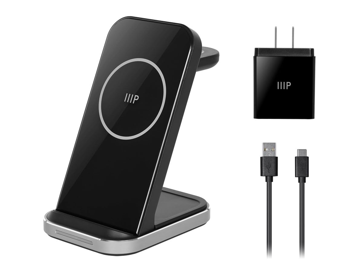 3-in-1 Wireless Charging Station with Detachable Watch Charger, 15W