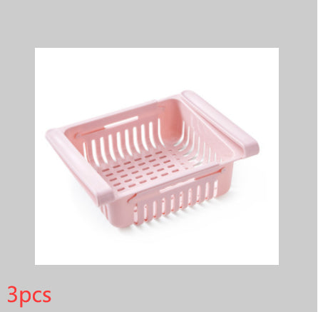 Telescopic Refrigerator Storage Baskets, Multi-Color