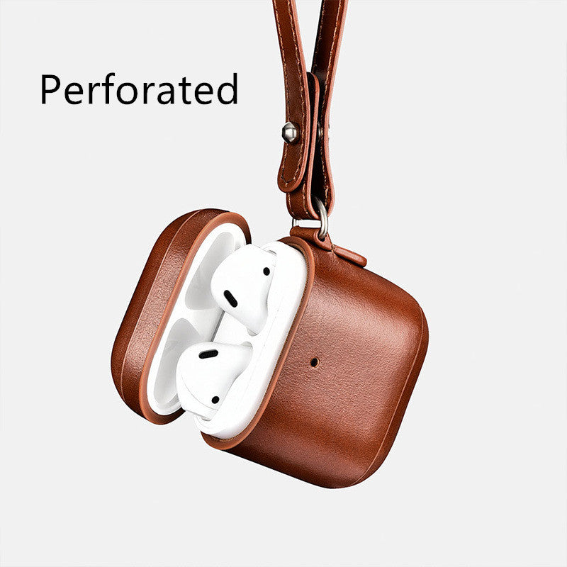 Leather AirPods Case with Lanyard and Flannel Lining