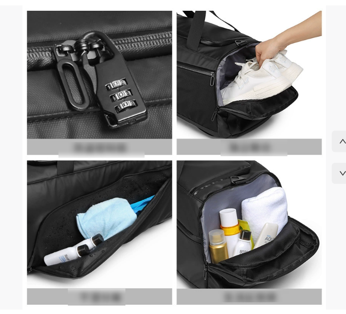 Waterproof Polyester Travel and Gym Bag, 36 to 55L, Black