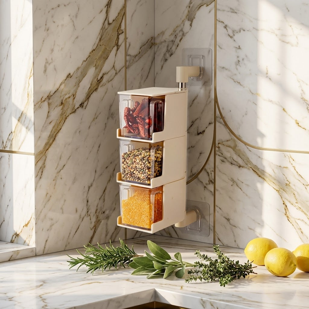 Wall-Mounted Spice Organizer, 2, 3 or 4 Layers