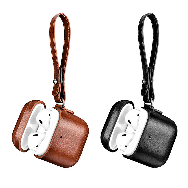 Leather AirPods Case with Lanyard and Flannel Lining