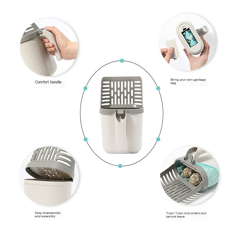 Cat Litter Scoop and Waste Bin Set for Between Cleanings