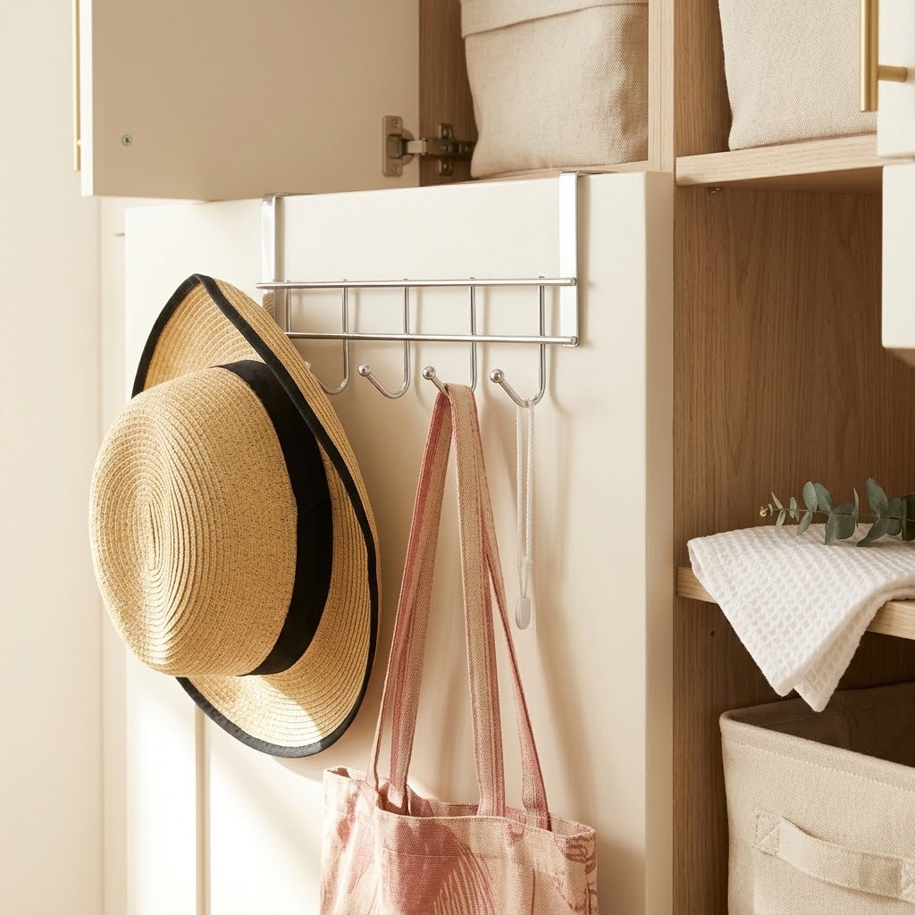 5-Hook Behind-the-Door Coat Rack in Galvanized Iron