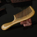 Green Sandalwood Round Handle Comb, Standard or Wide Tooth, 18 cm