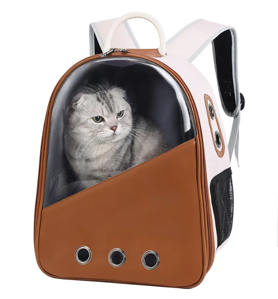 PU Cat Carrier Bag with Breathable Mesh Panels