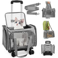 Foldable Rolling Cat Carrier with Wheels, Breathable, Up to 18 lb