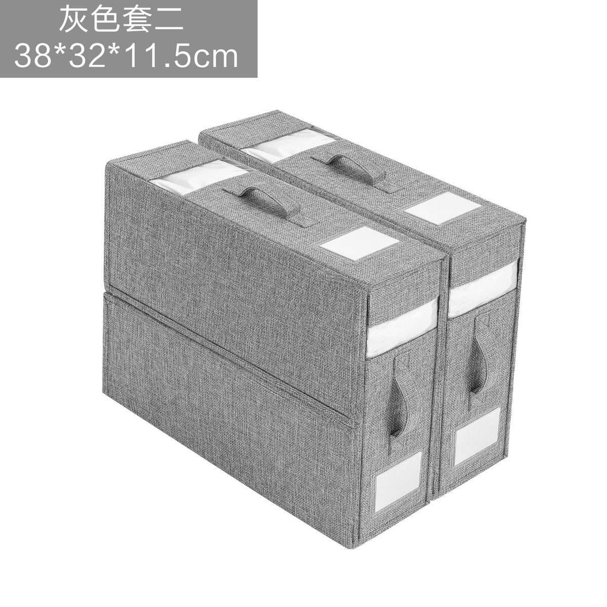 Linen-Look Bedding Storage Boxes, 38 x 32 x 11.5 cm