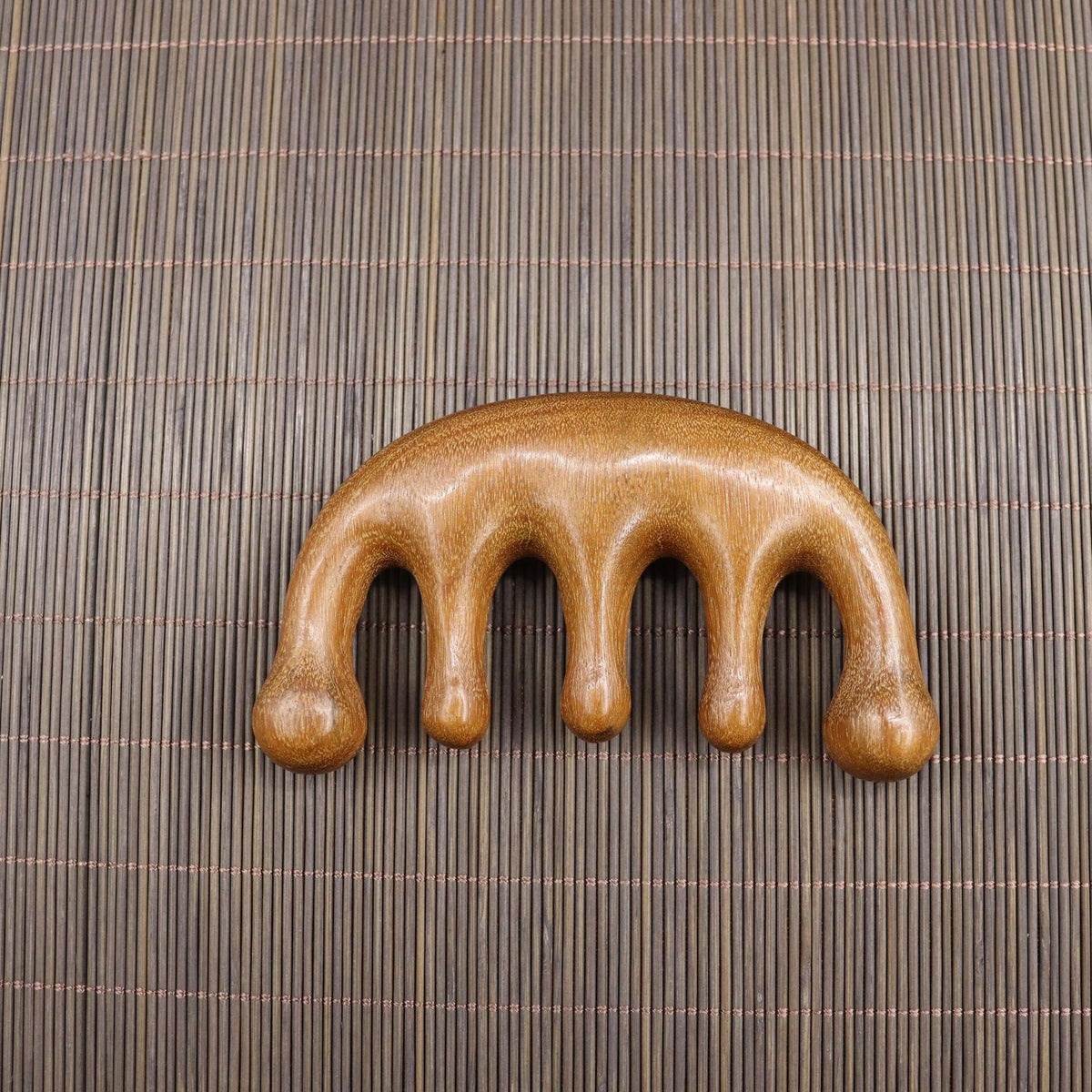 Golden Sandalwood Five-Tooth Scalp Massage Comb, Multiple Shapes