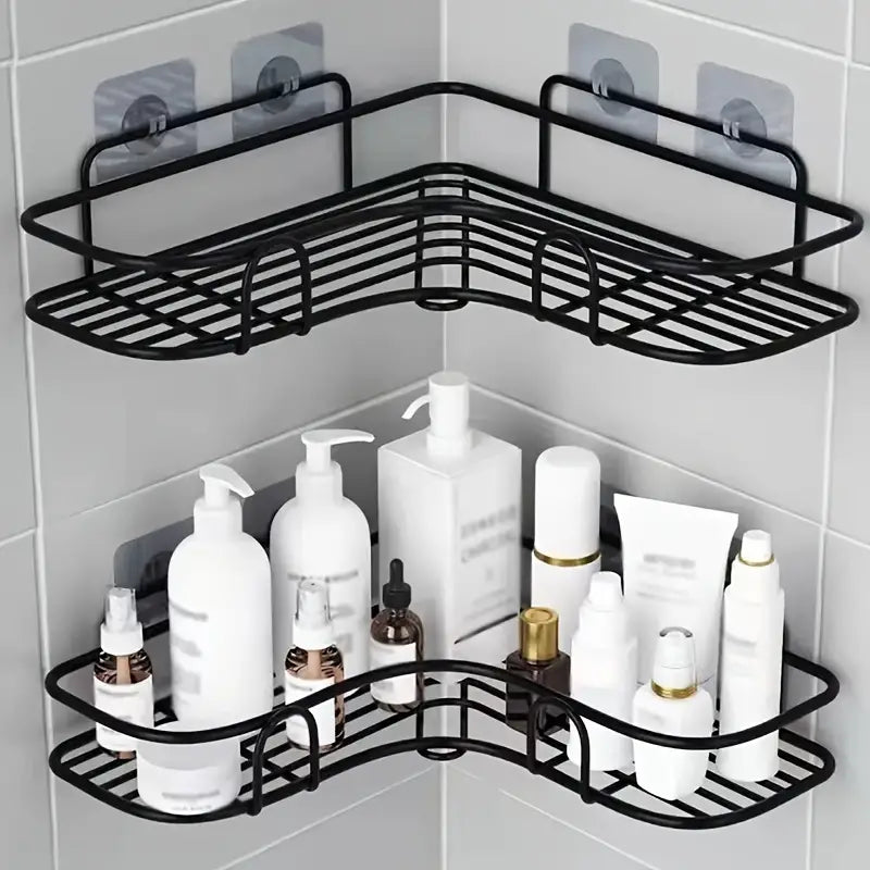 No-Drill Aluminum Corner Shower Shelf, Triangle or Long Rack
