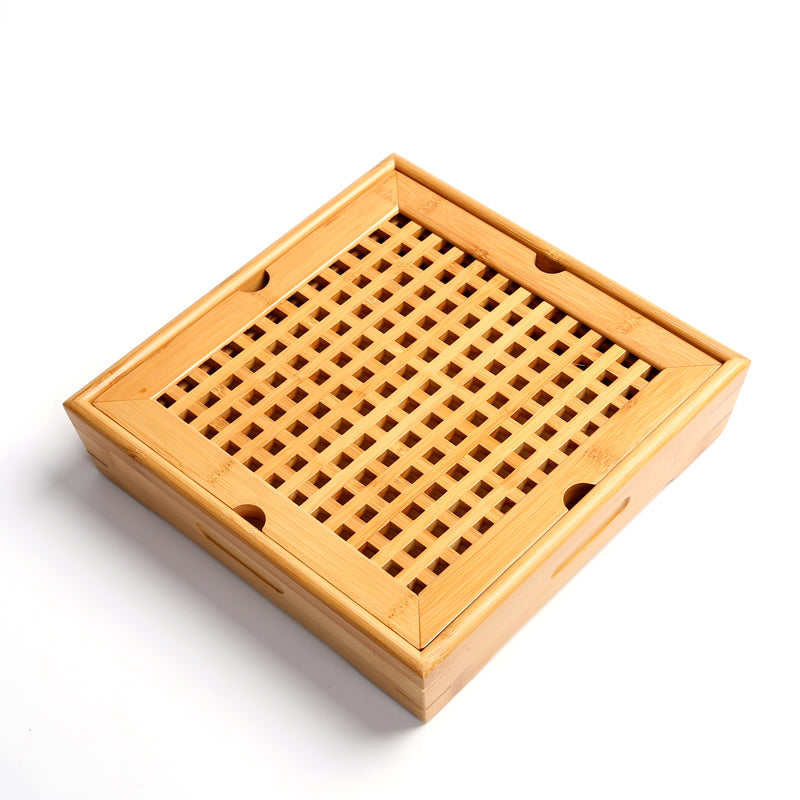 Square bamboo tea tray
